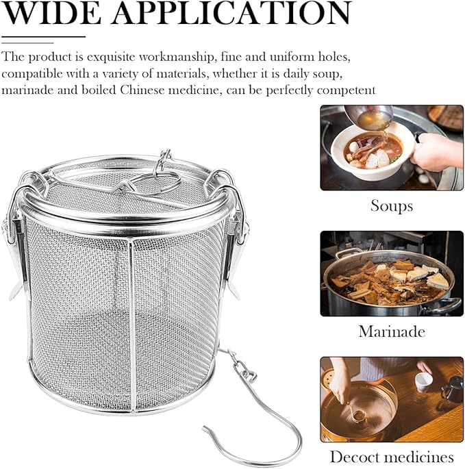 Stainless Steel Mesh Filter, Tea Strainers, Soup Seasoning Separation Basket, Tea and Spice Ball for Cooking Soup (Large)