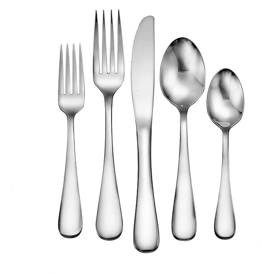 Liberty Tabletop Annapolis 43 Piece Flatware Set Service for 8 Includes 3pc Serving Set Mirror (Bright) Finish MADE IN USA