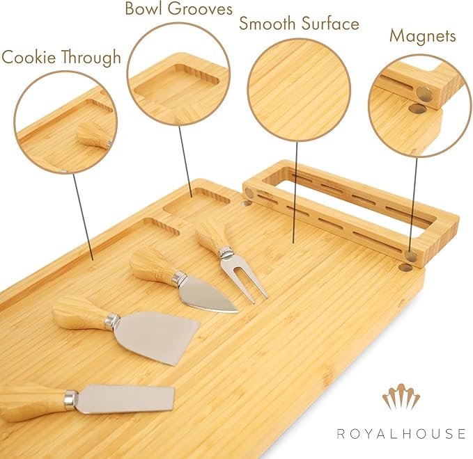 Personalized Cheese Board and Knife Set with Magnetic Holder, Serving Tray for Crackers, Meat, and Wine, Anniversary