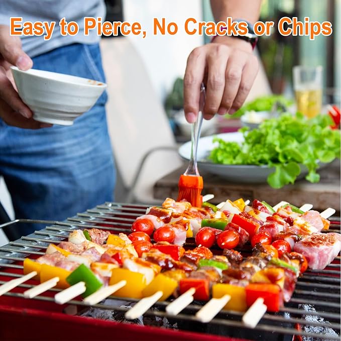 Bamboo Skewers for Appetizers, [10 Inch, 200PCS] Long Cocktail Picks Fancy Toothpicks for Appetizers, Flat Paddle Wooden Skewers Food Sticks for Party Drinks Fruit Charcuterie
