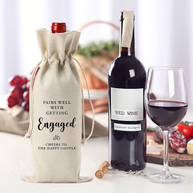 Engagement Gifts for Couples Wedding Gift for Mr and Mrs Engagement Party Decorations Gifts for Engaged Couple Engaged Wine Bag