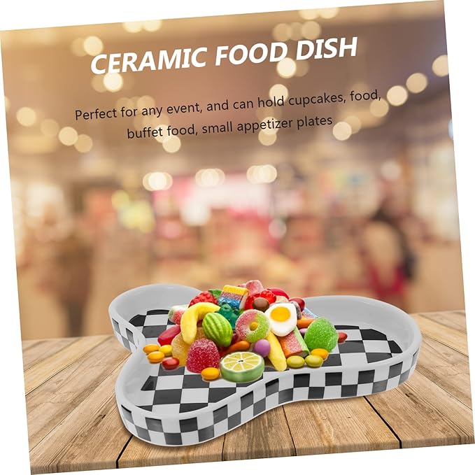 Cute Floral Ceramic Plate Multi-function Food Serving Dish for Family Gatherings Parties Weddings