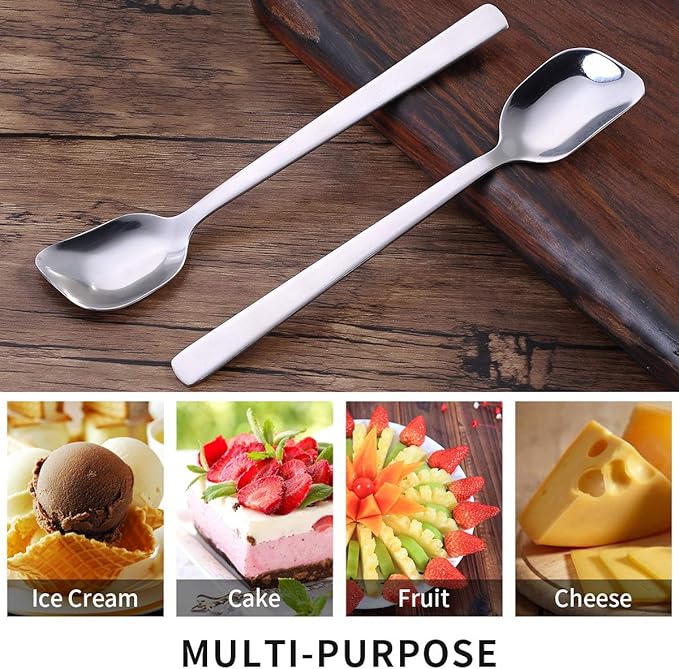 Nirosta Yogurt Spoon - Stainless Steel Gelato & Ice Cream Spoon, Fruit & Dessert Spoon, 6.4-inch, Set of 6