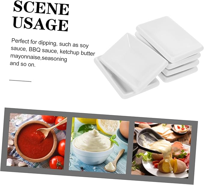 6pcs Rectangular Sauce Dishes Snack Plate Condiment Bowl Ceramic Appetizer Serving Tray