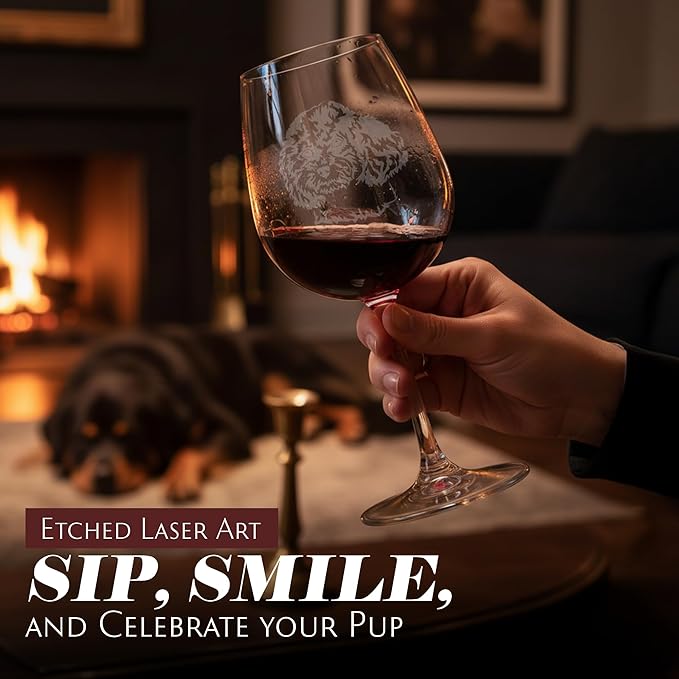 Etched Laser Art Personalized Dog Themed Etched Wine Glass - Custom Dog Breed Wine Glasses, Ideal for Pet Lovers, Unique Birthday Gift for Men & Women, Personalized Gift - Toy Poodle, 12.75 oz