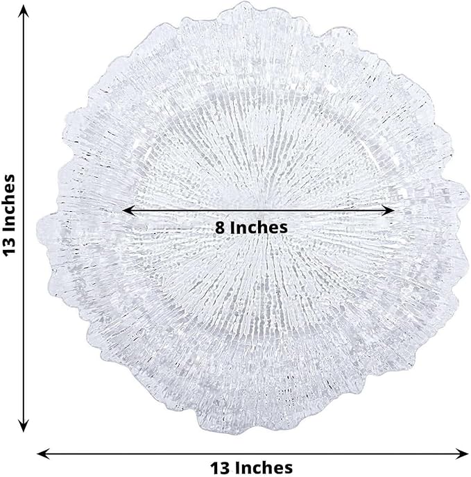 13" Charger Plates - Set of 24 - Acrylic Clear Round Reef Disposable Chargers, Ideal for Dinner Party Wedding Holiday Bulk Events