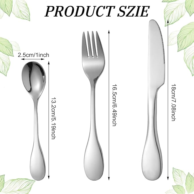 Jutom 7 Pcs Portion Control Serving Utensils Set Bariatric Management Silverware Serving Spoons Forks Knives with Fabric Storage Bag for Weight Loss, Gastric Bypass, Diabetes