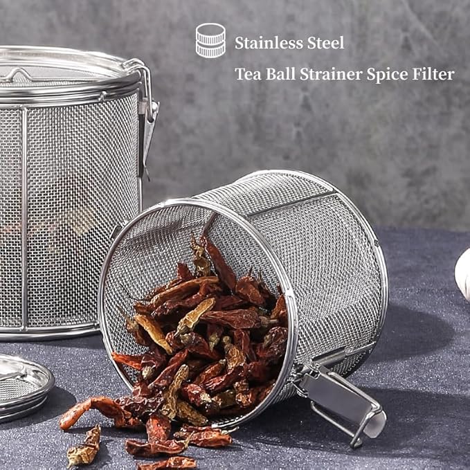 AUNMAS Stainless Steel Tea Strainers for Loose Tea, Mesh Design Tea Infuser with Chain, Tea Ball Strainer Soup Seasonings Seperation Basket Filter Ball for Cooking Home Restaurant