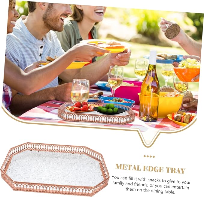 Garneck Elegant Serving Tray Edges Platter for Fruits Snacks Desserts and Beverages for Home Decor and Entertaining Guests