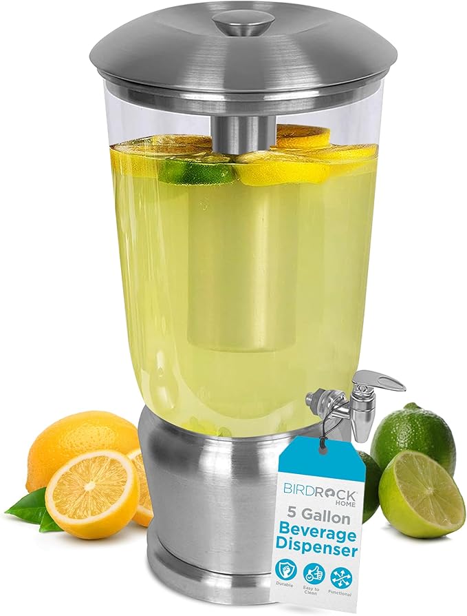 BirdRock Home 5 Gallon Stainless Steel Beverage Dispenser - Silver
