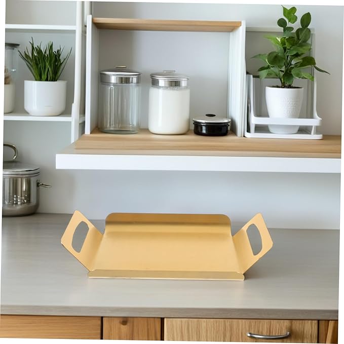 Healifty Stainless Steel Serving Tray with Handles Versatile Buffet Platter for Desserts BBQ and Tea Elegant Thickened Design Finish for Home and Restaurant Use