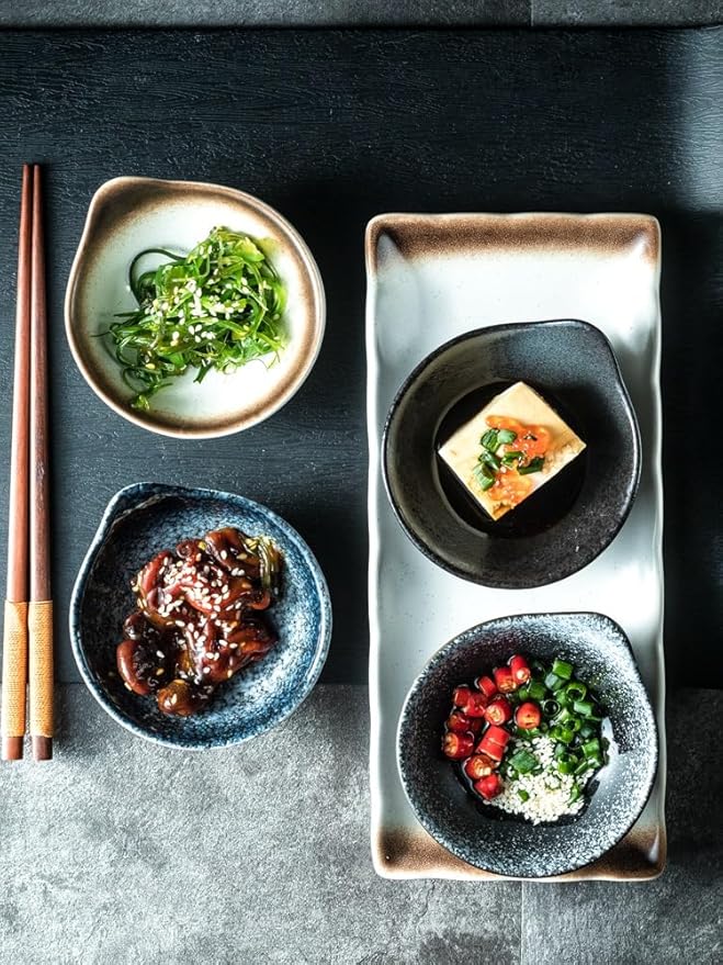 Snack Plate Snack Containers Chinese BBQ Seasoning Ceramic Snack Dish for Home Use, Suitable for Appetizers, Sushi, Cooked Food, Reusable Dessert Plates Snack Tray,D