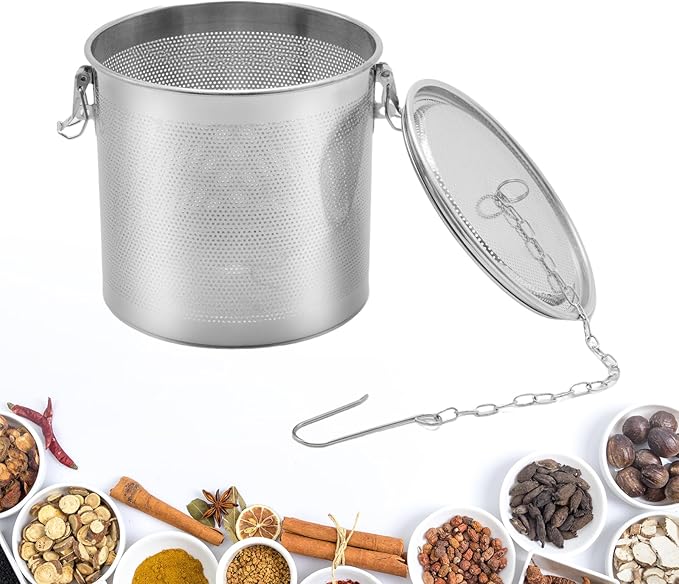 MDEOOSKY 0.86L Tea Ball Infuser, 3.94"L x 3.94"W x 4.33"H Seperation Basket Mesh Filter, Multifunctional Kitchen Tool for Brewing Tea Filtering Spices and Seasonings, Stainless Steel, 10x10x11cm