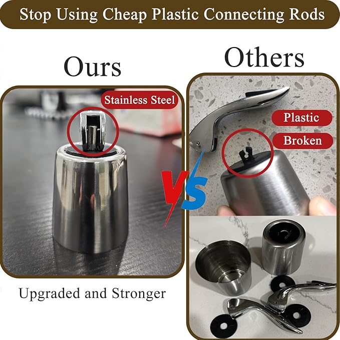 Pafusen Wine Stoppers Set of 2, Stainless Steel Wine Bottle Stopper with Silicone Seal, Reusable Wine Freshness Keep, Wine Saver Wine Bottle Sealer Stopper, Wine Accessories (Gold)
