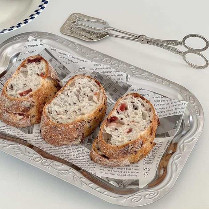 Silver Embossed Cutlery Serving Tray Set Of 3 Pieces Stainless Steel 30cm 35cm 40cm For Wedding Events Parties Large Gatherings Food Display Decorative Elegant