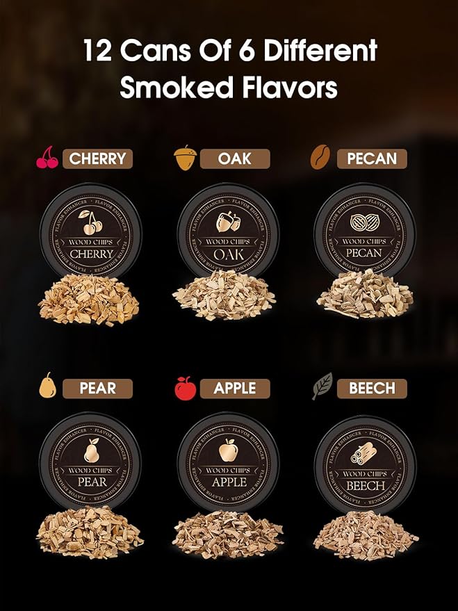 25Pcs Whiskey Smoker Kit-12 Wood Chips, Ice Ball Mold, Cocktail Smoker Infuser Kit, Old Fashioned Drink Smoker Kit, Christmas Birthday Bourbon Whiskey Gifts for Men,Husband,Dad,Him