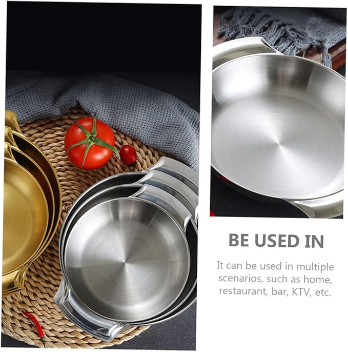BESTOYARD Stainless Steel Snack Serving Tray Deep Round Plate for Home Elegant Food Storage Container for Parties Birthdays Family Gatherings Easy to Clean Silver Finish