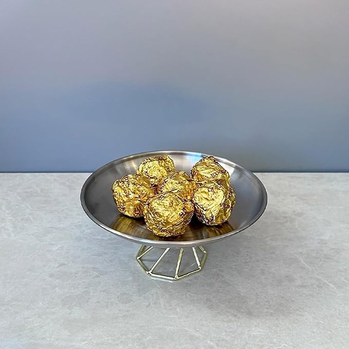 Stainless Steel Platter for Table Centerpieces Elegant Decorative Dessert Plate Practical High-Footed Food Serving Tray Birthday Party Serveware