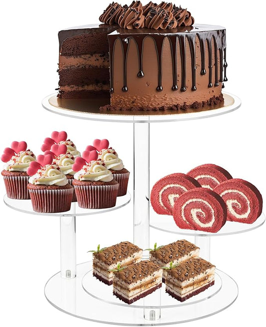 Acrylic Tiered Cake and Cupcake Stand, 4 Tier Dessert Pastry Display Tower Stand for Wedding, Birthday Bar, Graduation, Baby Shower, Afternoon Tea Party Décor