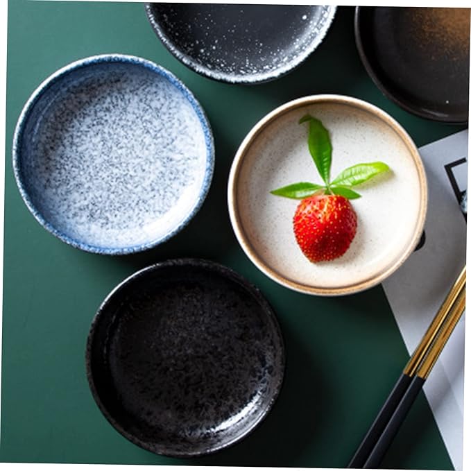 Cabilock 4pcs Multifunctional Ceramic Flavor Dishes Small Appetizer Plates for Sauces Condiments and Side Dishes Stain and Scratch Resistant with Stable Base Mixed Colors