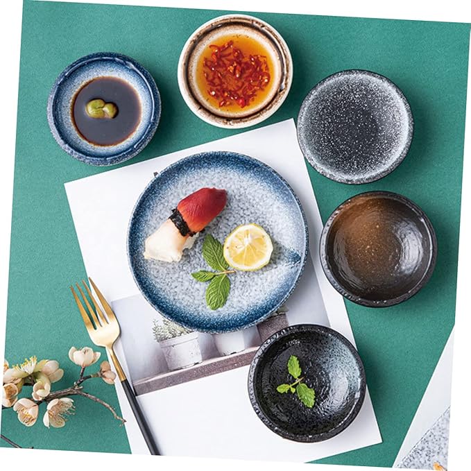 Zerodeko 5pcs Ceramic Dipping Bowl Sauce Dish Seasoning Plate Condiment Bowl Appetizer Dish for Kitchen Party Camping