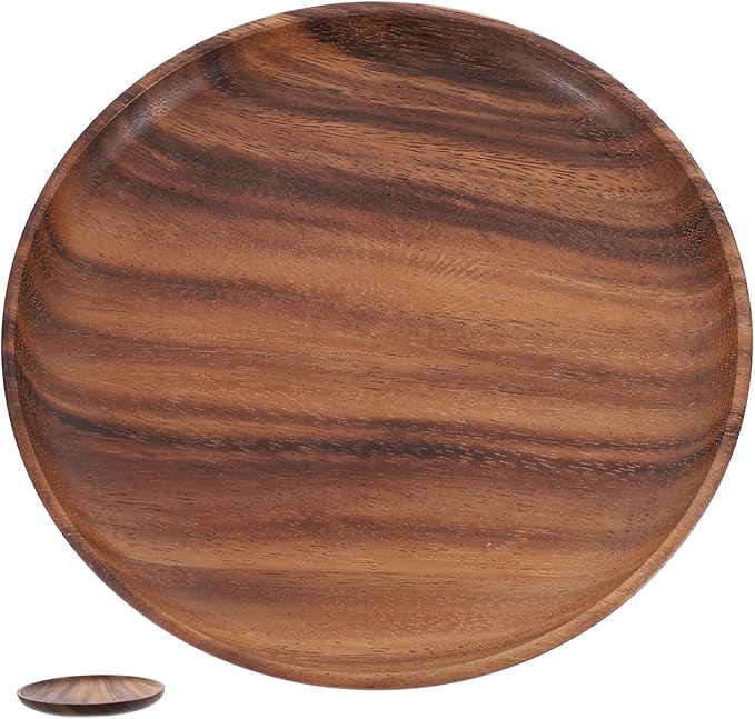 Cabilock Round Cake Tray Serving Platter Craftsmanship Dessert Dish for Tableware Storage Natural Wood Design for Snacks and Dishes