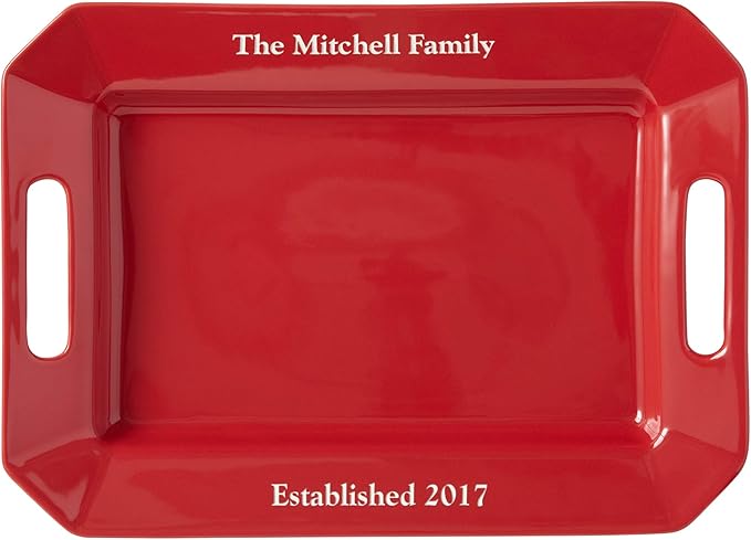 Let's Make Memories Personalized Stoneware Entertaining Platter - For Entertaining - Red Platter - Ceramic Tableware - Customized With Any Message