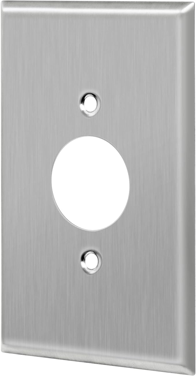 ENERLITES 1.406" Hole Single Receptacle Outlet Metal Wall Plate, Corrosive Resistant, Size 1-Gang 4.50" x 2.76", 7751-10PCS, 430 Stainless Steel, UL Listed, Silver (10 Pack)