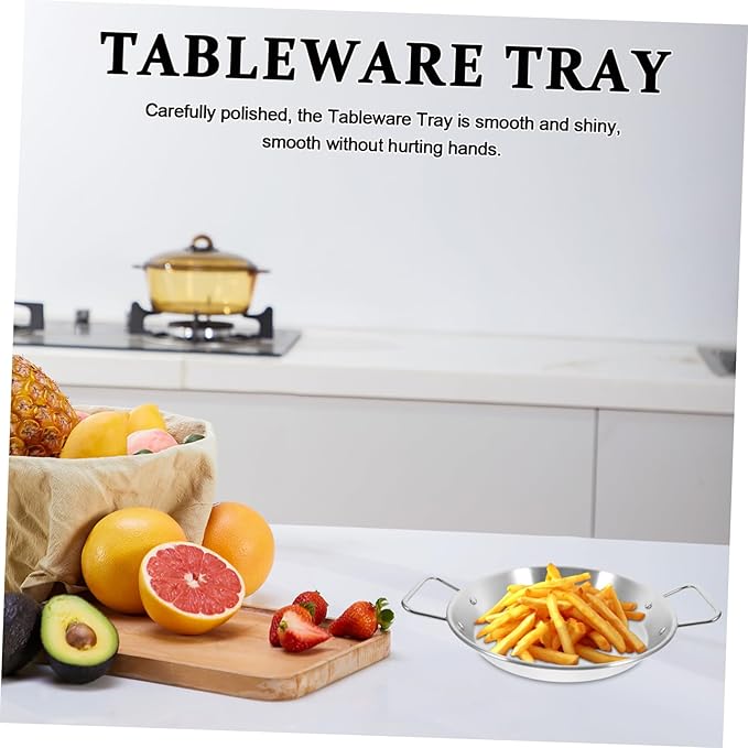 1pc Quality Stainless Steel Double Handle Plate Afternoon Tea Tray Dried Fruit Storage Bbq Accessory