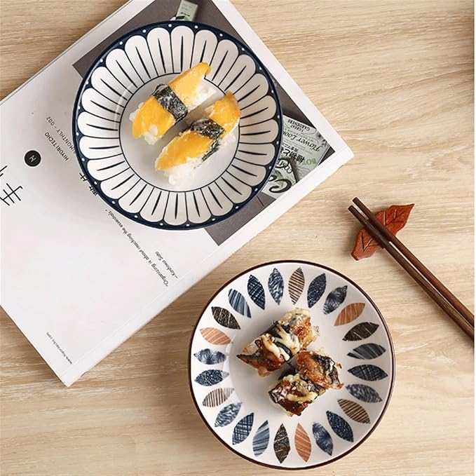 Salad plate Round Plates Home Ceramic Dessert Plates Set 2 or 4, Dipping Dishes Apply to Sushi Sauce Snack Appetizer and Kitchen Prep. Plastic plate (Color : 1)