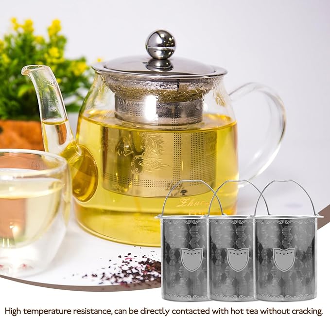 Luxshiny Tea Leak Tea Filter - 3Pcs Stainless Steel Strainers for Loose Extra Fine Mesh Infuser for Teapots Mugs and Cups