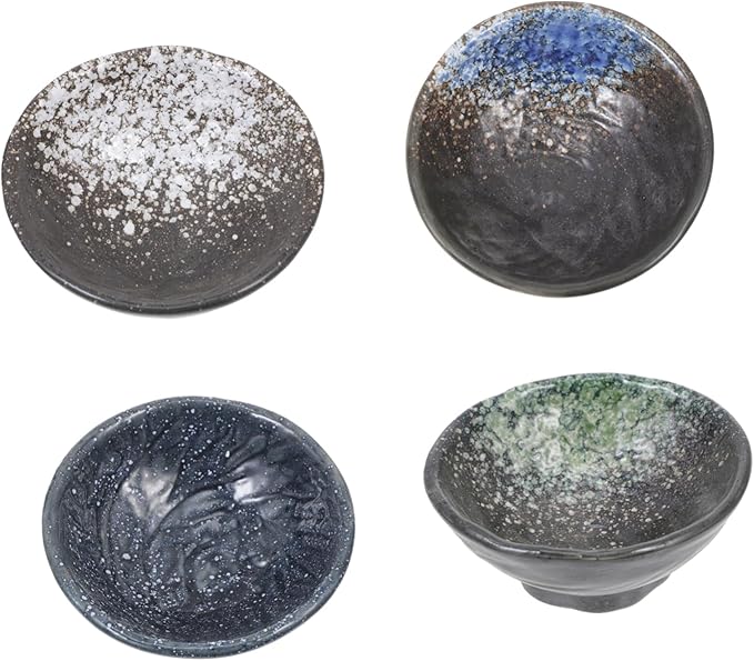 LIFKOME 4pcs Dipping Plates Ceramic Seasoning Dishes Sauce Holders for Restaurants Homes