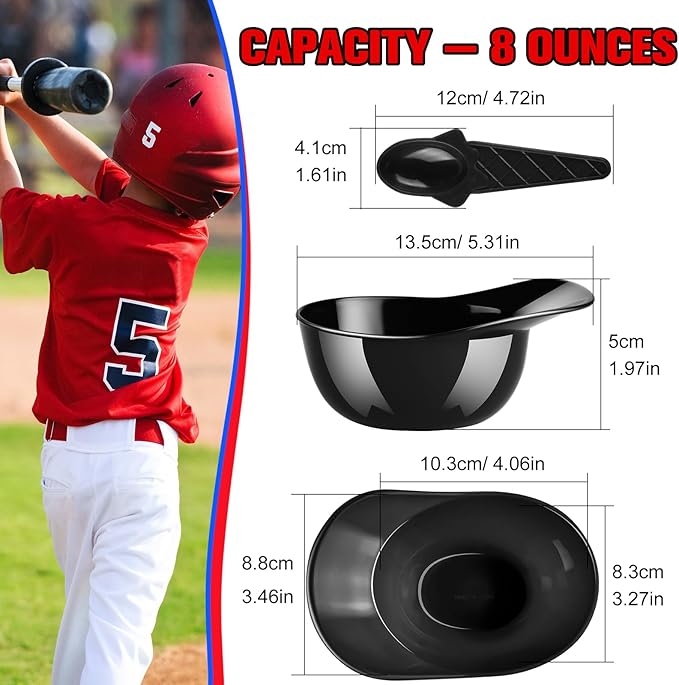MEEZY 16 Set Baseball Helmet Ice Cream Bowls with 8 Mini Dessert Cups and 8 Spoons, 8oz Reusable Baseball Cap Snack Dessert Cup Bowls Baseball Party Favors for Kids Sports Birthday Party Supplies