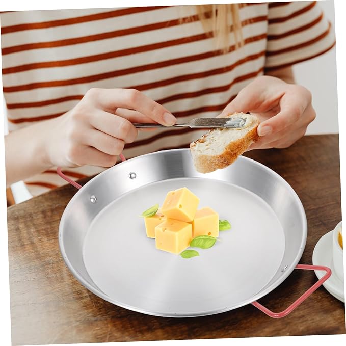 IMIKEYA Stainless Steel Serving Tray with Double Handles Anti-scalding Tableware for Snacks and Appetizers for Parties and Home Use