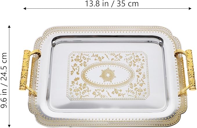 Cabilock Serving Trays with Handles, Serving Platter Set with Floral Pattern, Decorative Serving Food Tray Dessert Tray for Home, Party, Christmas