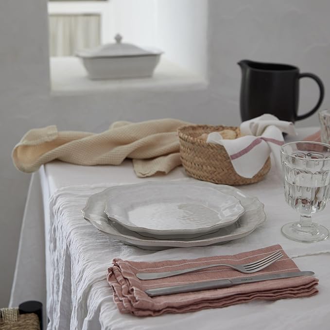 Casafina Ceramic Stoneware 5-Piece Place Setting Service for 1 - Impressions Collection, White | Microwave & Dishwasher Safe Dinnerware Set | Food Safe Glazing | Restaurant Quality Tableware