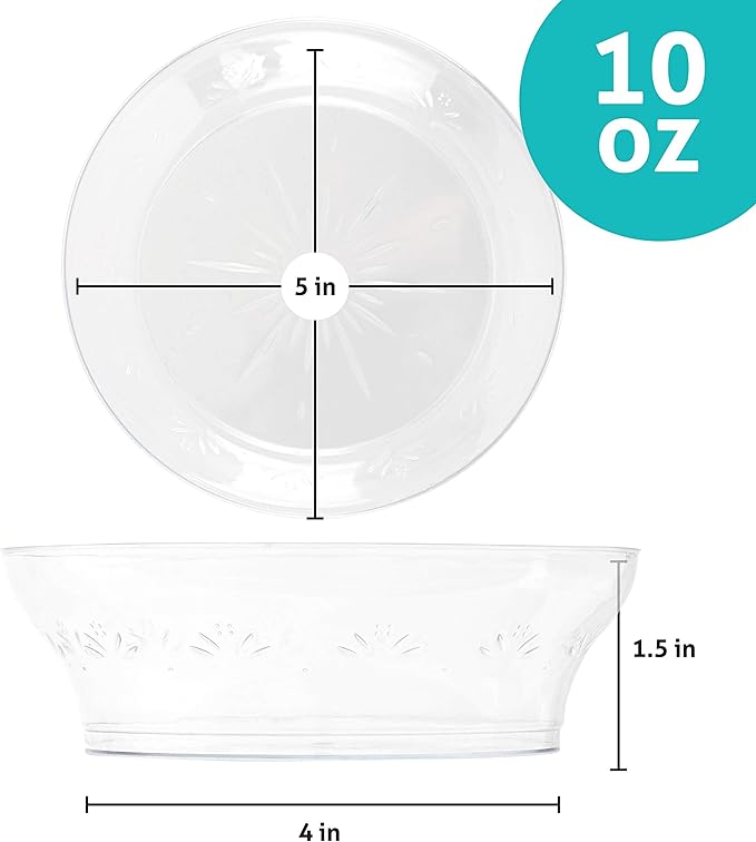 PLASTICPRO Premium Heavy Weight Crystal Clear Disposable Hard Plastic Plate (240, 10 Ounce Bowls)
