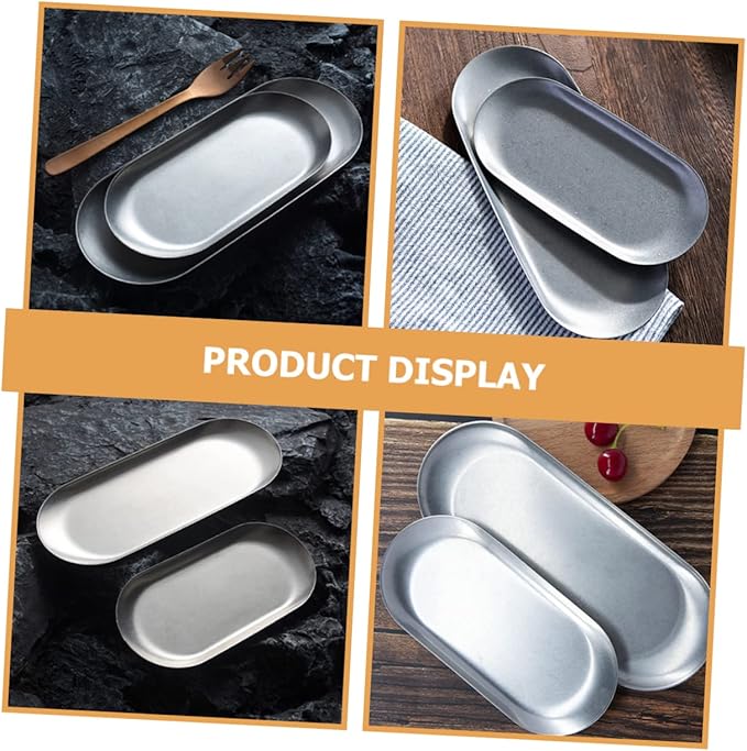 304 Stainless Steel Dinner Plate Set Silver Trays for Serving Chip Dip Serving Platter Vintage Plates for Eating
