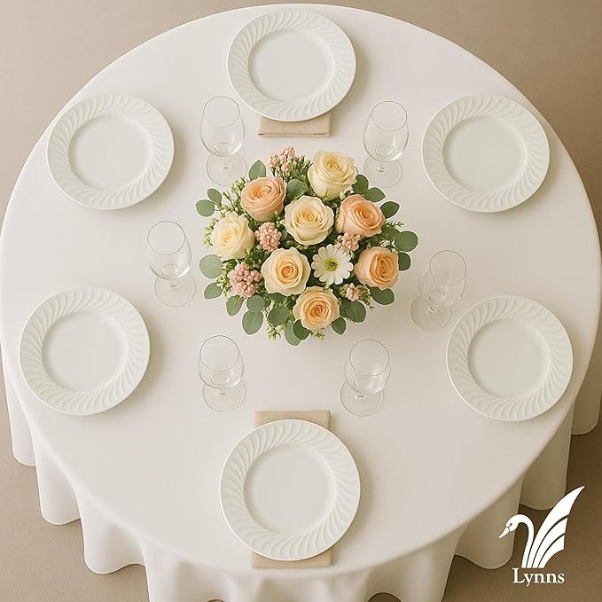 Lynns Paradise Imperial White 40pc Dinnerware Set Embossed Swirl Porcelain, Elegant Versatility, Glossy Classic Finish Service for 8 with Dinner Plates, Bowls, Cups, and Saucers