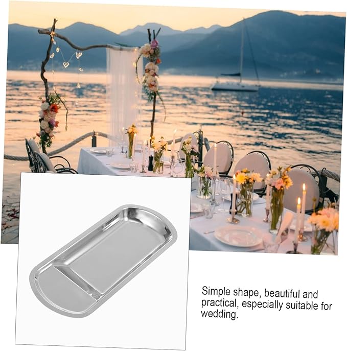 Homoyoyo 1Pc Stainless Steel Serving Tray Elegant Buffet Clip Tray with Smooth Surface Rounded Corners Easy