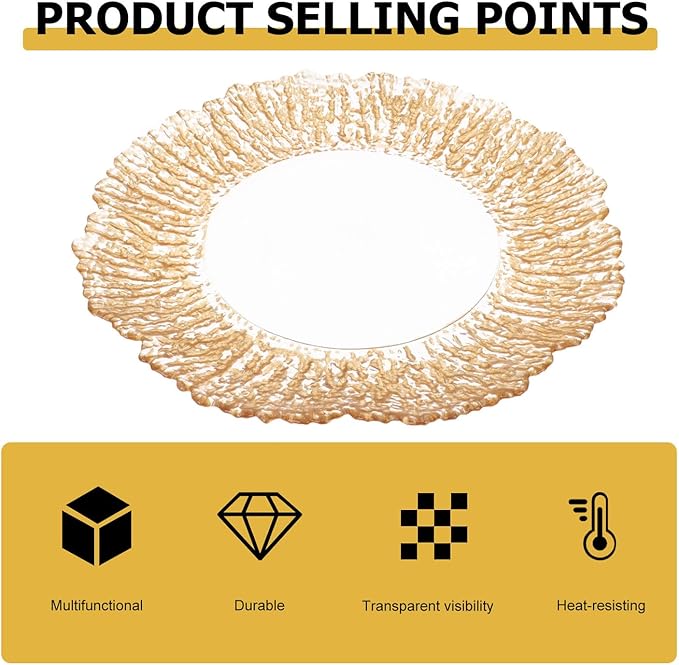 Luxshiny Creative Tree Grain Glass Fruit Tray, Gold Electroplated Snack Serving Tray, Wedding Dessert Plate for Party and Holiday Table Display
