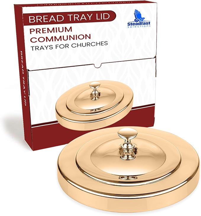 (Bread Tray Lid) Gold Premium Communion Trays for Churches | Stainless Steel Communion Ware Set, Supplies | 40 Cup Tray