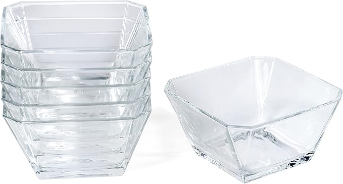 Red Co. London 10.25 Oz Tapered Clear Glass Mini Serving Bowl Set of 6 for Desserts, Snacks, Sauces