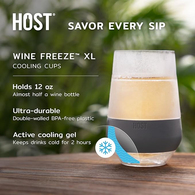 Host Freeze XL Cooling Cup in Double Walled Insulated Freezable Drink Chilling Tumbler with Freezing Gel, 12 Ounces - Set of 4 Vivid Tinted