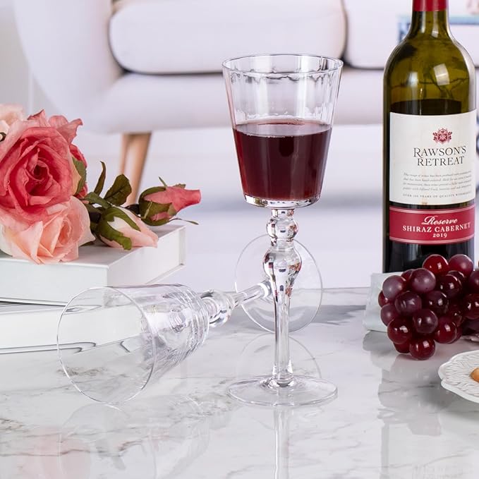KAMMAK Wine Glasses Set of 2, 11.16 oz Hand Blown Crystal Bordeaux Wine Glasses, Thin Rim & Long Stem, Perfect for Red & White, Daily Use, Wedding or Birthday Gift with Gift Box, Flat Double Pearls