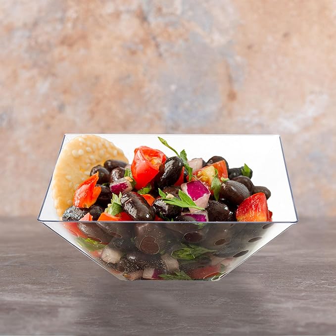 Smarty Had A Party 24 Clear Square Plastic Serving Bowls 3 qt. Disposable Clear Serving Dishes for Party, Buffet and Catering