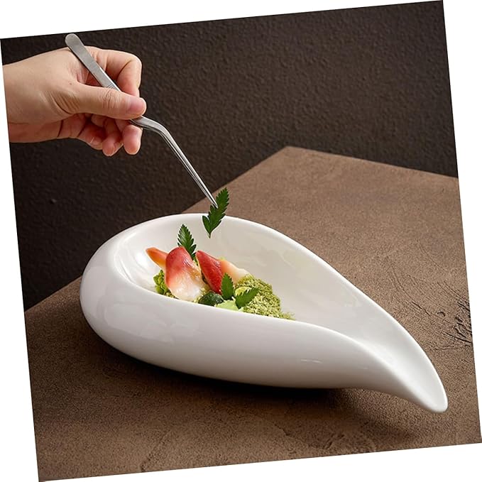 Zerodeko Ceramic Appetizer Plate Irregular Food Serving Dish for Fruits Snacks Desserts Easy to Clean Ceramic Display Plate for Home Party Restaurant Use