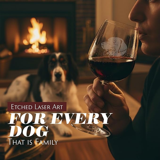 Etched Laser Art Personalized Dog Themed Etched Wine Glass - Custom Dog Breed Wine Glasses, Ideal for Pet Lovers, Unique Birthday Gift for Men & Women, Personalized Gift - Stabyhoun (Stabij), 12.75 oz
