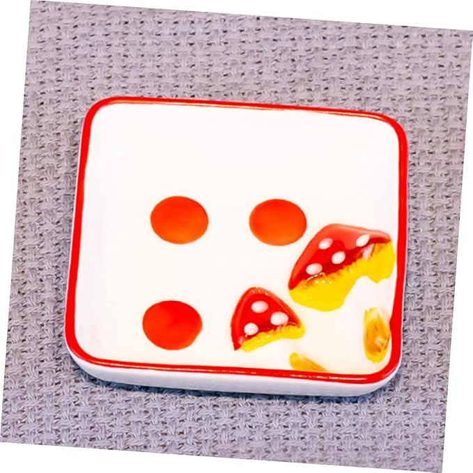 ABOOFAN 2pcs Mushroom Ceramic Sauce Dishes Condiment Plate Dish Seasoning Plate for Cottagecore Kitchen