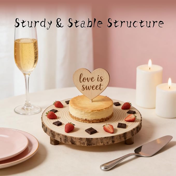 11-12 Inch Wooden Cake Stand, Rustic Wood Cake Stands for Wedding, Cupcake Stand for Dessert Display
